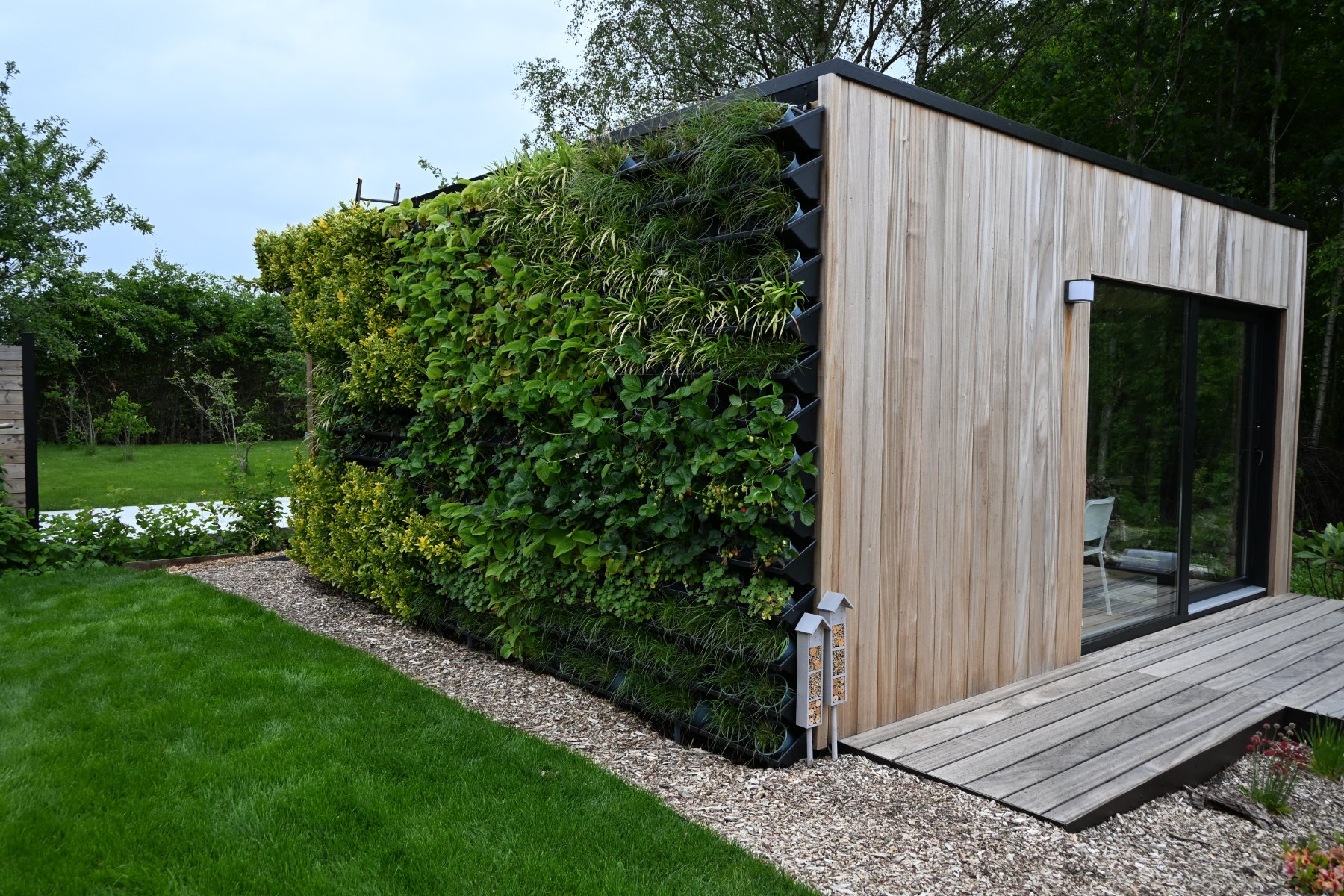 Levende plantenwand met irrigatiesysteem